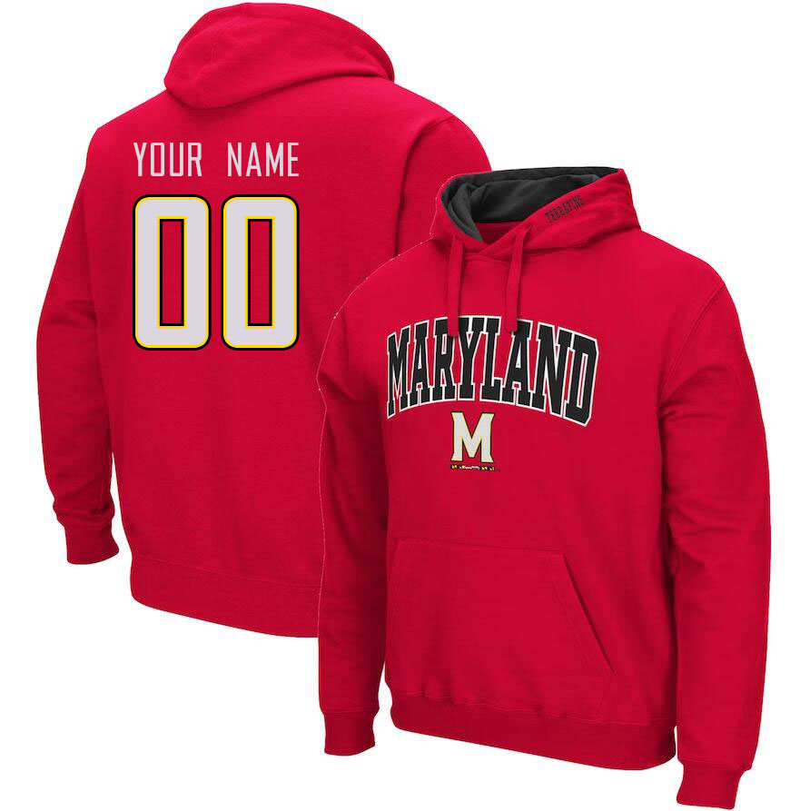 Custom Maryland Terrapins Name And Number College Hoodie-Red - Click Image to Close